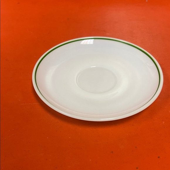 Vintage Other - Elegant White Saucer with Green Trim